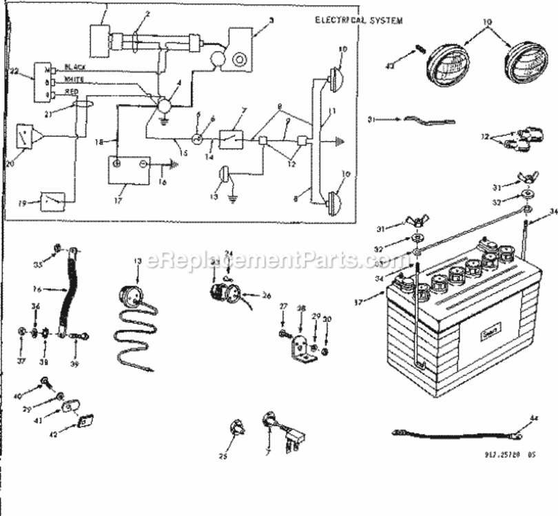 Page D Diagram and Parts List for 91725720  Craftsman Lawn Tractor