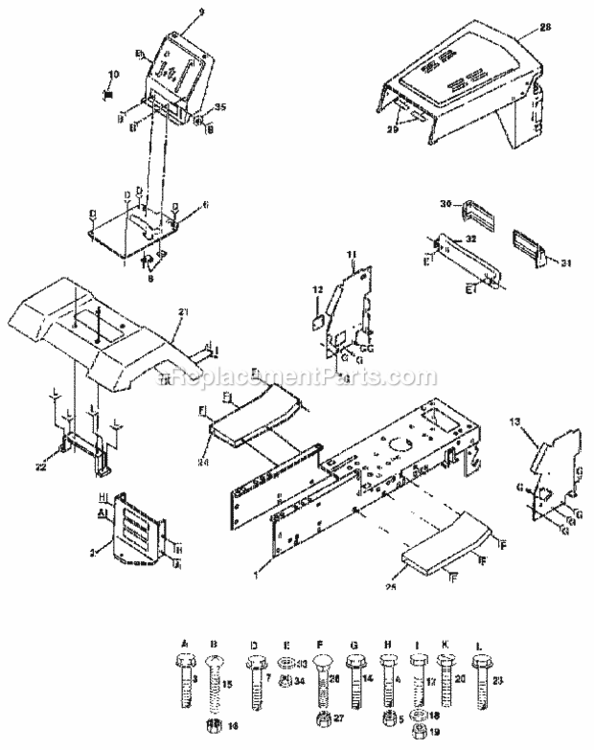 Page B Diagram and Parts List for 917257210  Craftsman Lawn Tractor