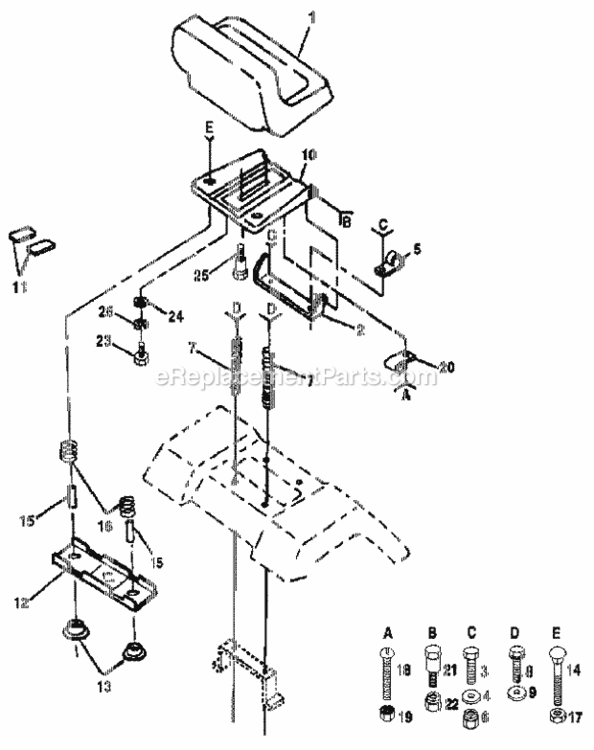 Page E Diagram and Parts List for 917257210  Craftsman Lawn Tractor