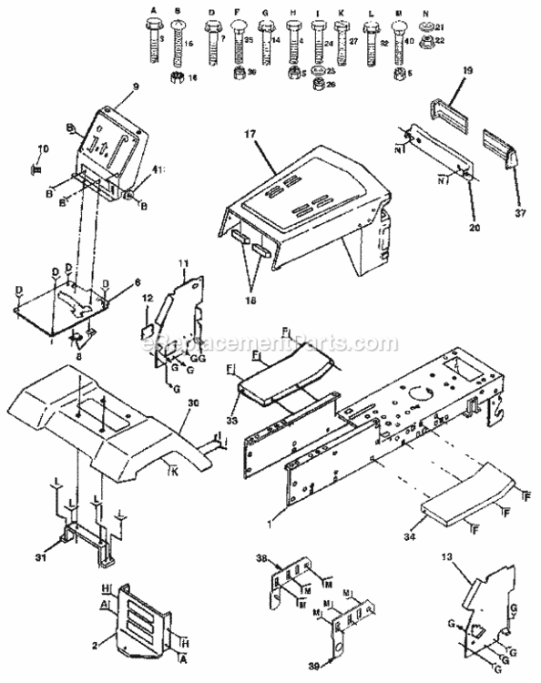 Page B Diagram and Parts List for 917257211  Craftsman Lawn Tractor