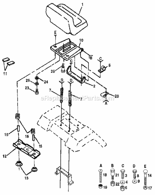 Page E Diagram and Parts List for 917257211  Craftsman Lawn Tractor