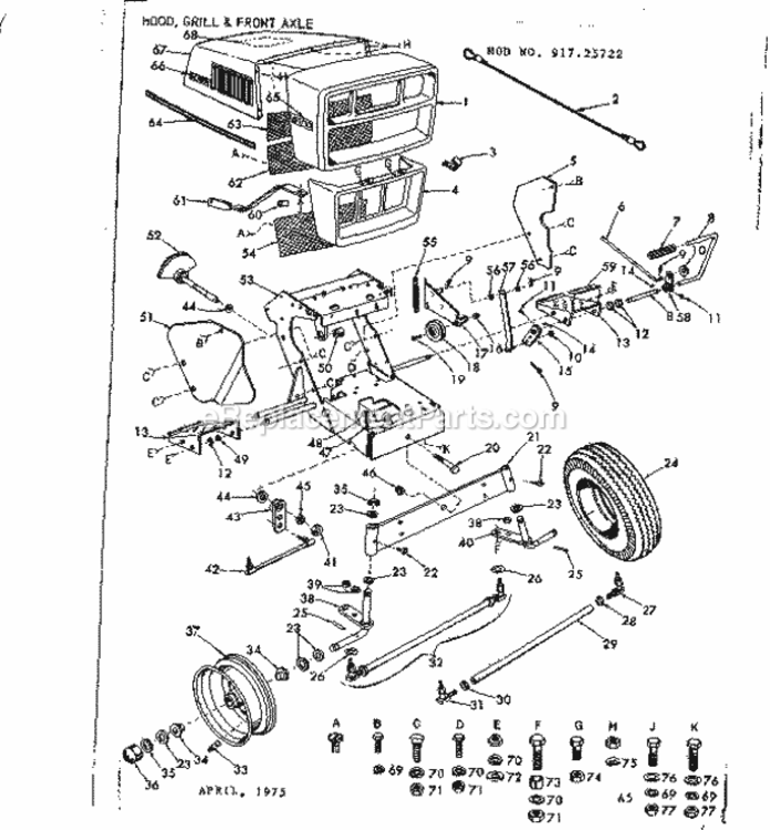 Page A Diagram and Parts List for 91725722  Craftsman Lawn Tractor