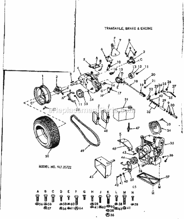 Page C Diagram and Parts List for 91725722  Craftsman Lawn Tractor