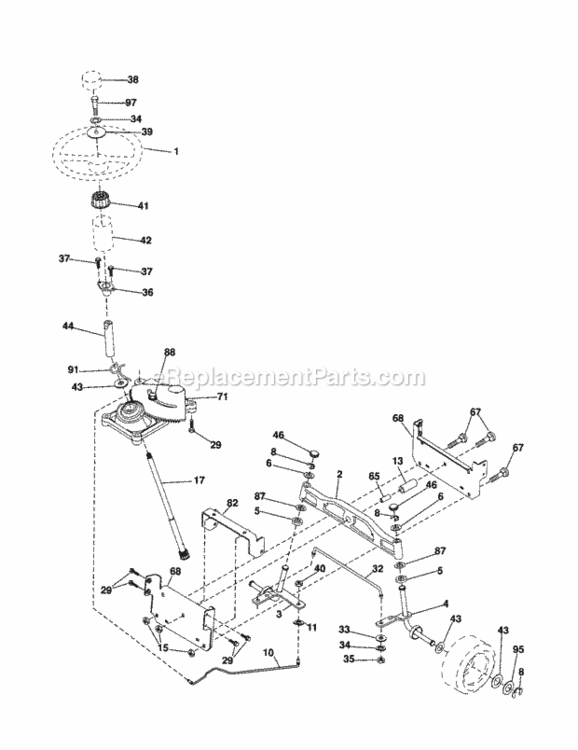 Page E Diagram and Parts List for 917257251  Craftsman Lawn Tractor