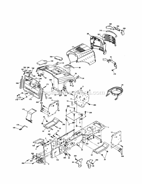 Page B Diagram and Parts List for 917257260  Craftsman Lawn Tractor