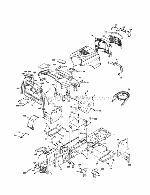 Page B Diagram and Parts List for 917257261  Craftsman Lawn Tractor