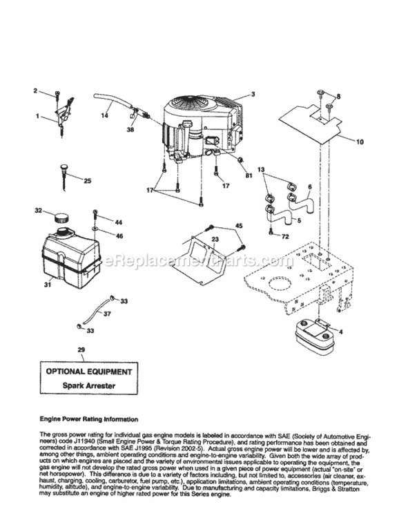Page H Diagram and Parts List for 917257261  Craftsman Lawn Tractor