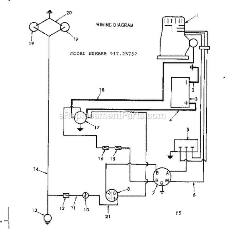 Page F Diagram and Parts List for 91725732  Craftsman Lawn Tractor