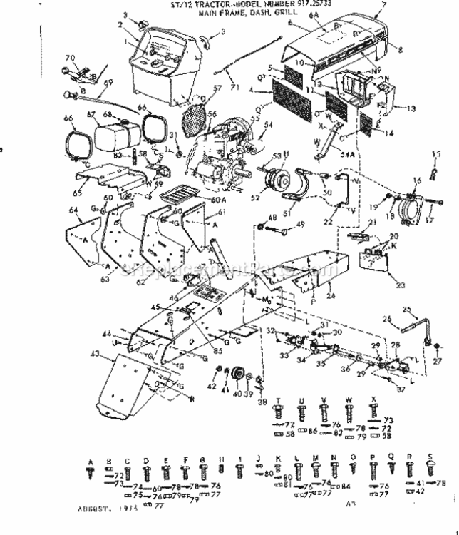 Page A Diagram and Parts List for 91725733  Craftsman Lawn Tractor