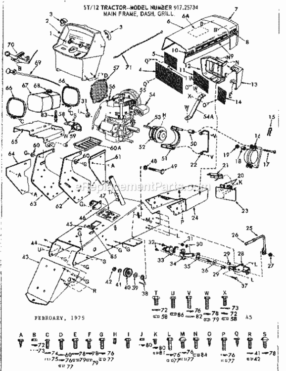 Page A Diagram and Parts List for 91725734  Craftsman Lawn Tractor