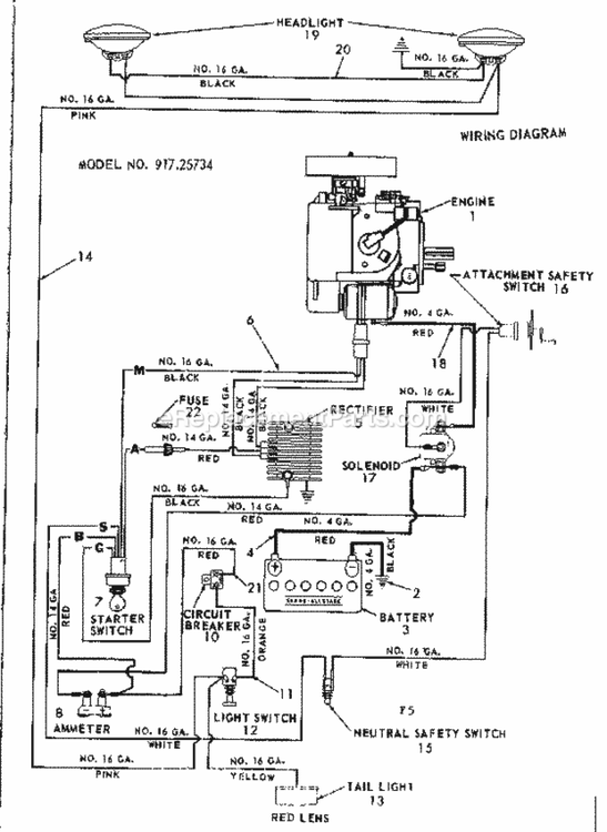 Page F Diagram and Parts List for 91725734  Craftsman Lawn Tractor