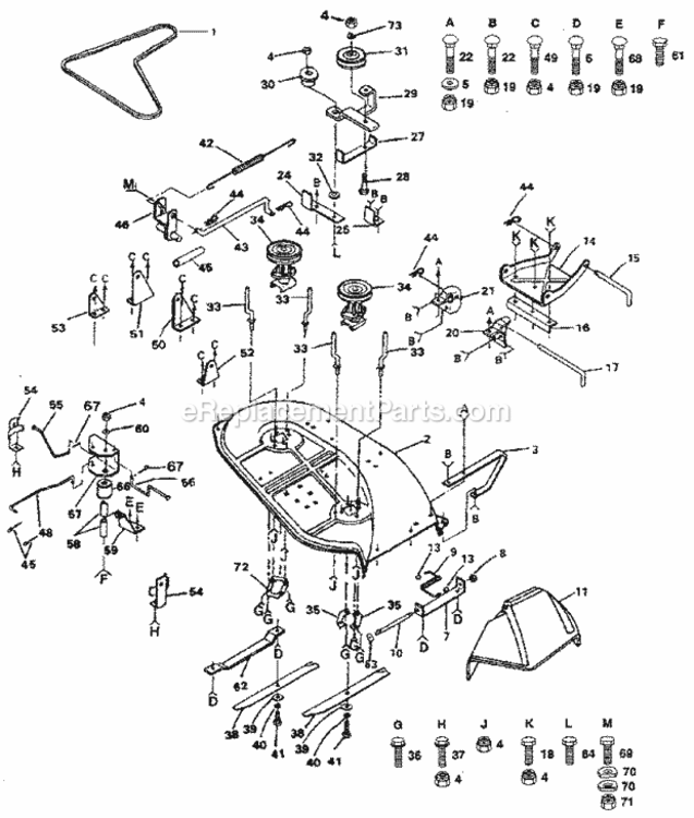 Page F Diagram and Parts List for 917257350  Craftsman Lawn Tractor