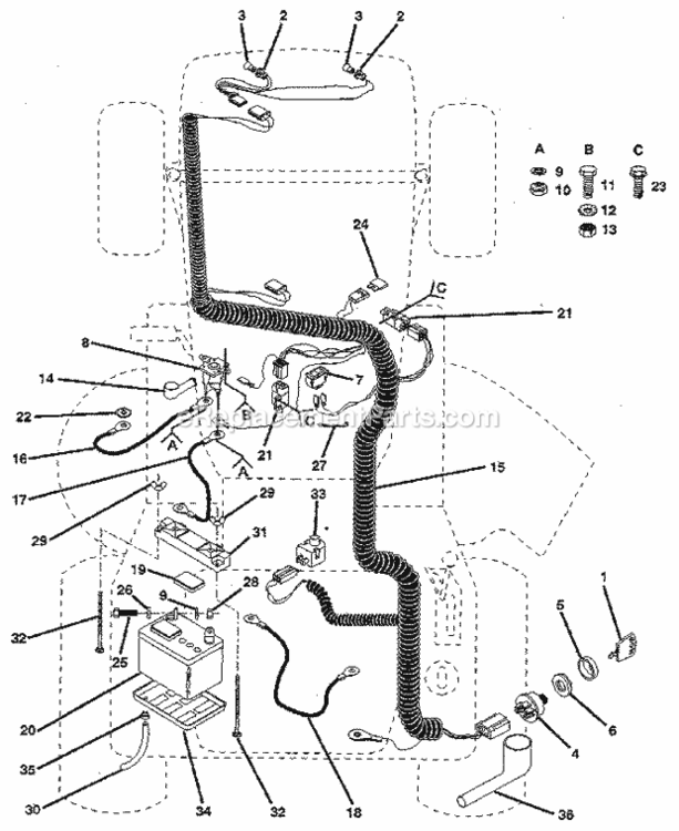 Page A Diagram and Parts List for 917257360  Craftsman Lawn Tractor