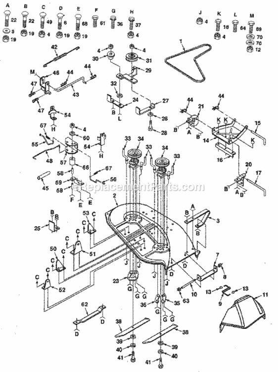 Page F Diagram and Parts List for 917257360  Craftsman Lawn Tractor