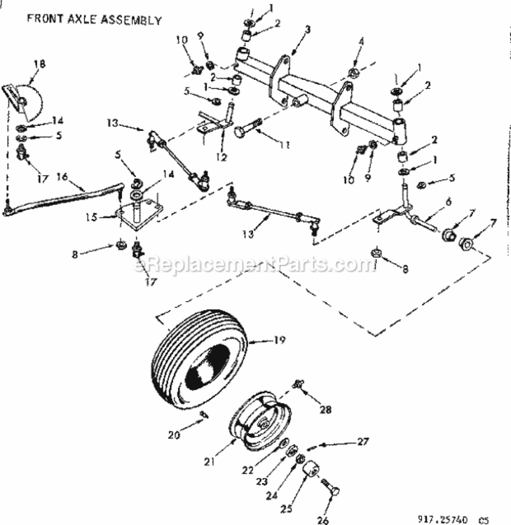 Page C Diagram and Parts List for 91725740  Craftsman Lawn Tractor