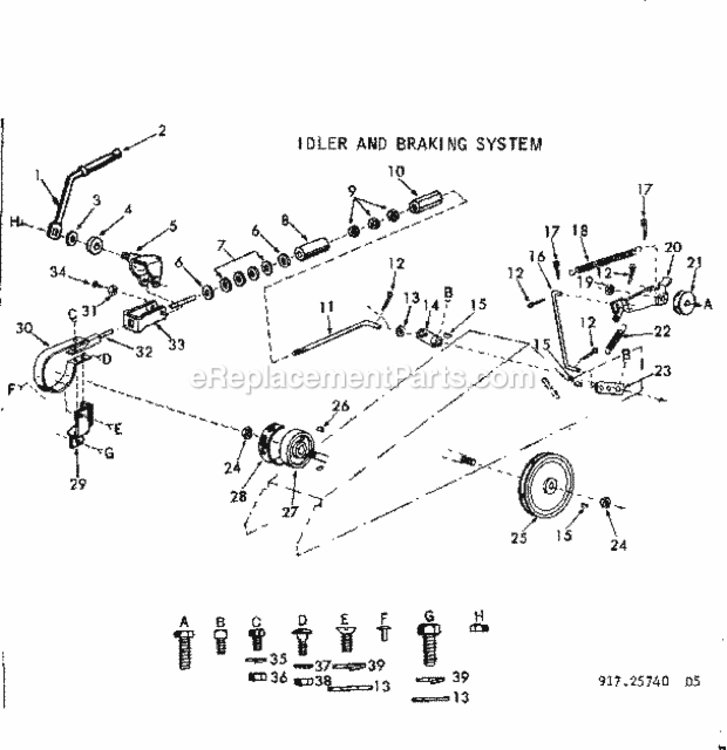 Page D Diagram and Parts List for 91725740  Craftsman Lawn Tractor