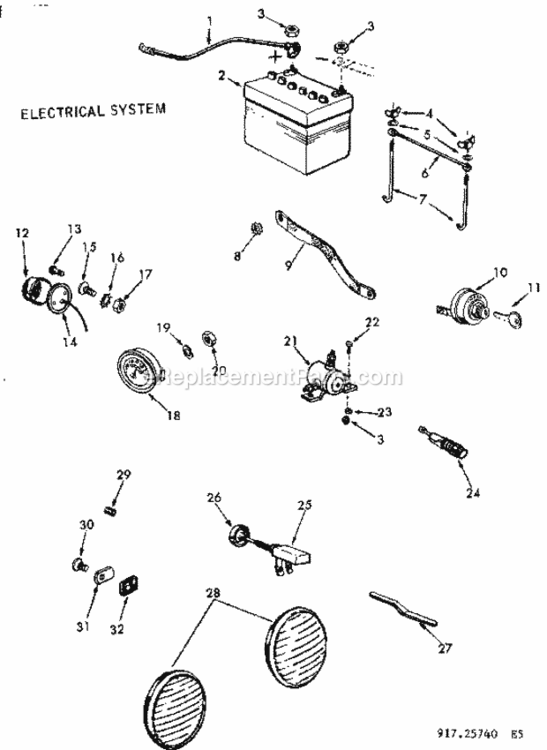 Page E Diagram and Parts List for 91725740  Craftsman Lawn Tractor