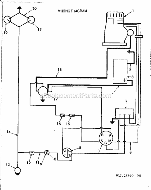 Page F Diagram and Parts List for 91725740  Craftsman Lawn Tractor