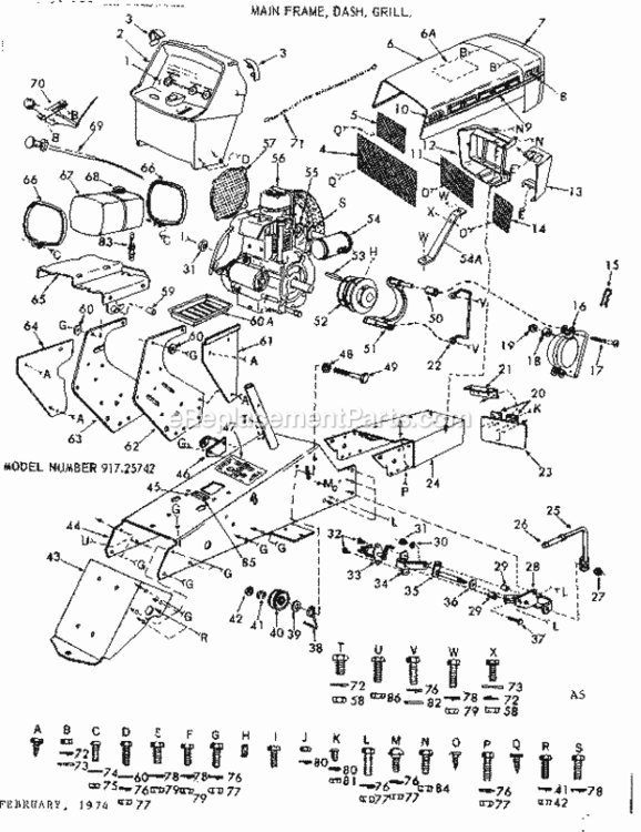 Page A Diagram and Parts List for 91725742  Craftsman Lawn Tractor