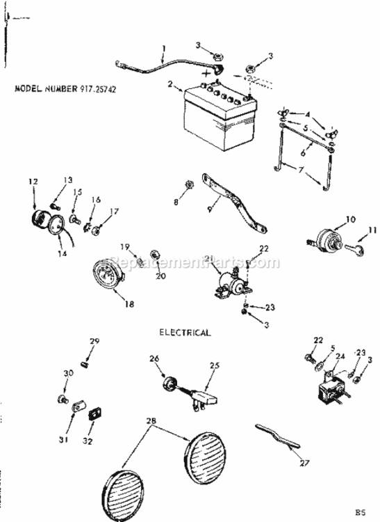 Page E Diagram and Parts List for 91725742  Craftsman Lawn Tractor