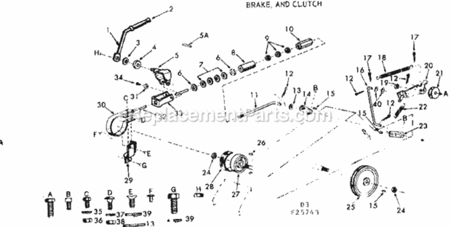 Page D Diagram and Parts List for 91725743  Craftsman Lawn Tractor