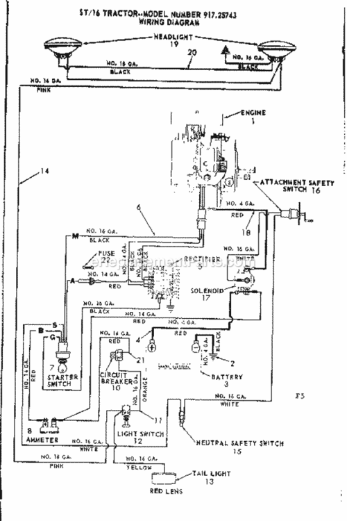 Page F Diagram and Parts List for 91725743  Craftsman Lawn Tractor
