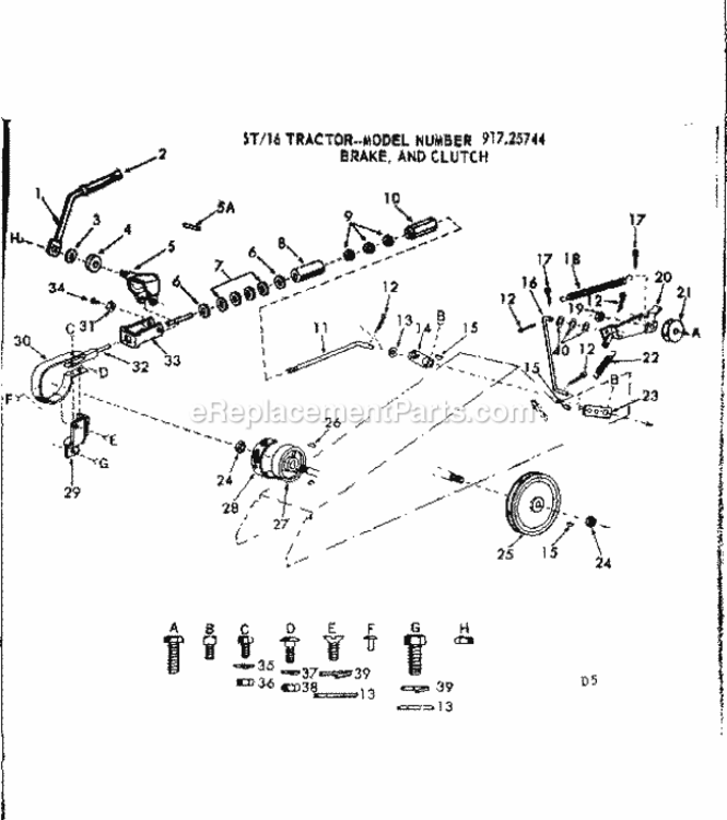 Page D Diagram and Parts List for 91725744  Craftsman Lawn Tractor