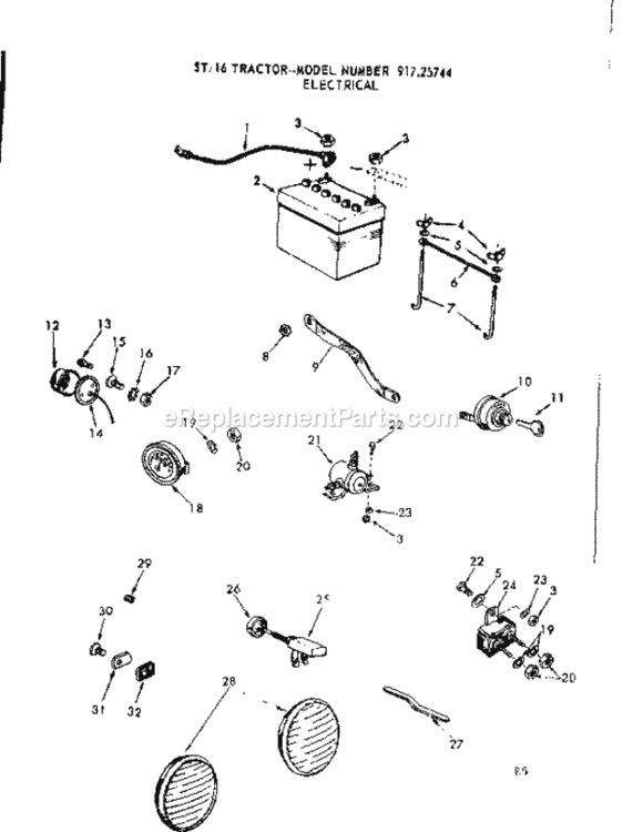 Page E Diagram and Parts List for 91725744  Craftsman Lawn Tractor