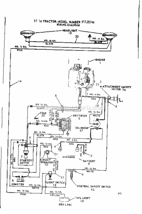 Page F Diagram and Parts List for 91725744  Craftsman Lawn Tractor