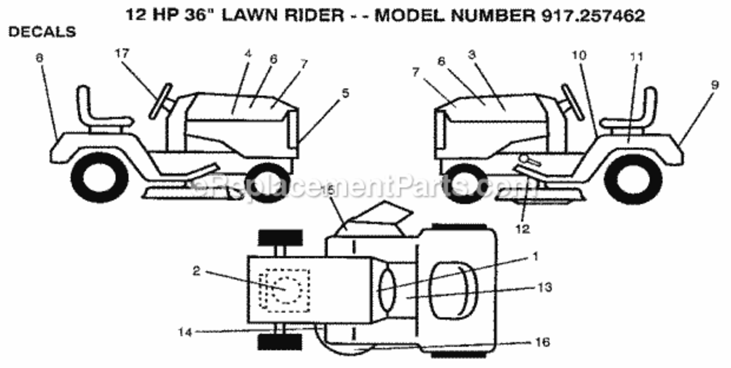Page A Diagram and Parts List for 917257462  Craftsman Lawn Mower