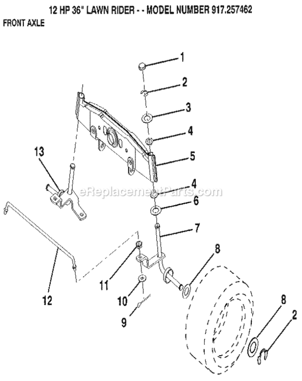 Page J Diagram and Parts List for 917257462  Craftsman Lawn Mower