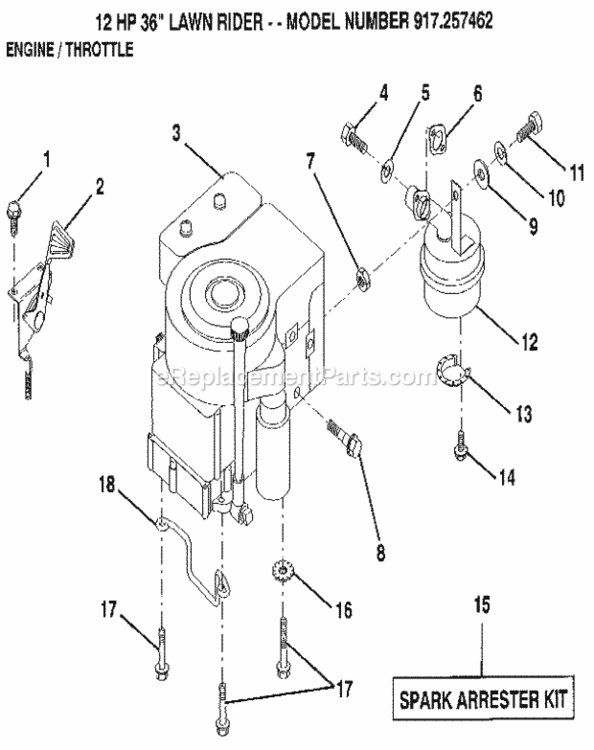 Page L Diagram and Parts List for 917257462  Craftsman Lawn Mower
