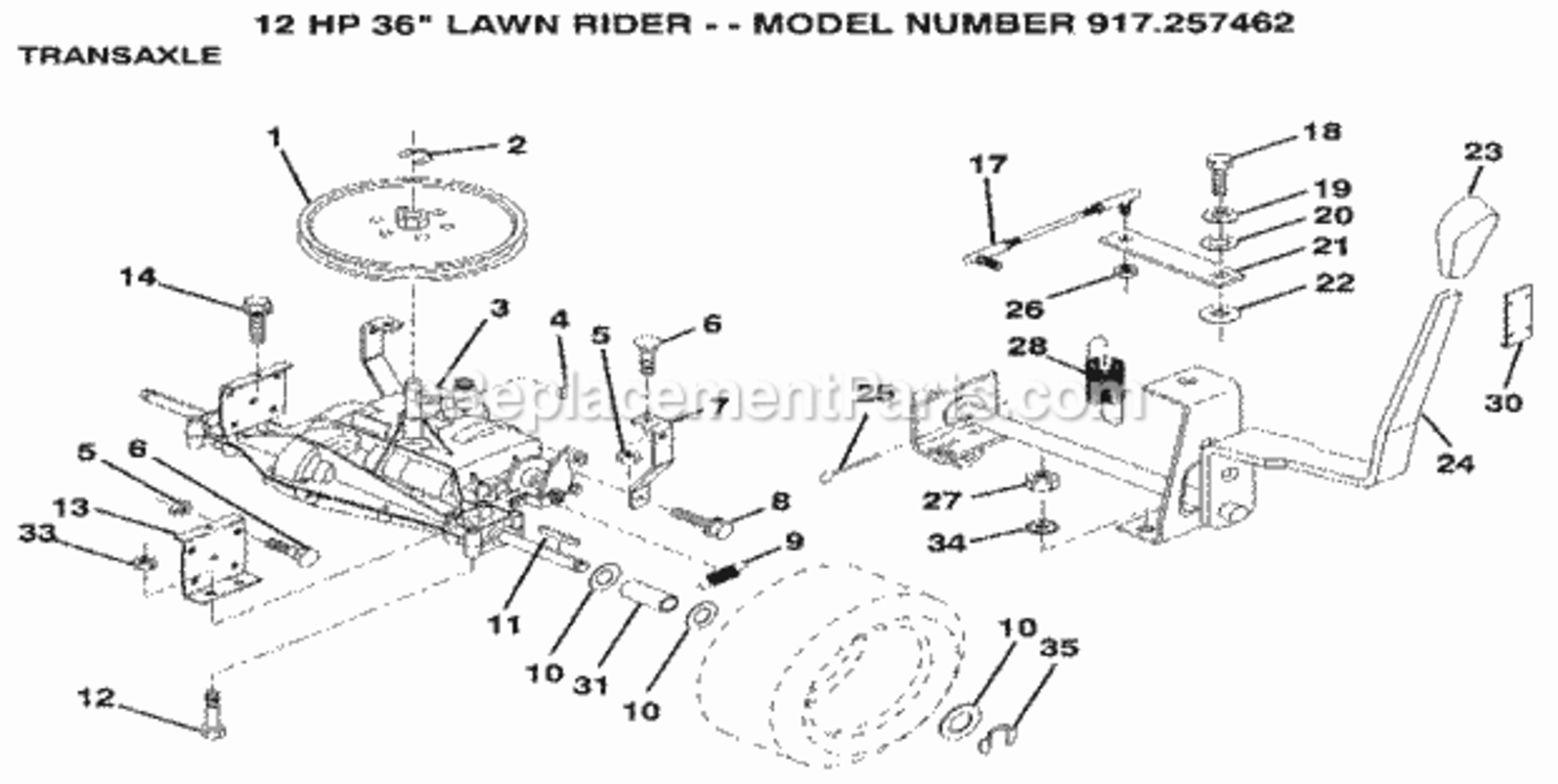 Page N Diagram and Parts List for 917257462  Craftsman Lawn Mower