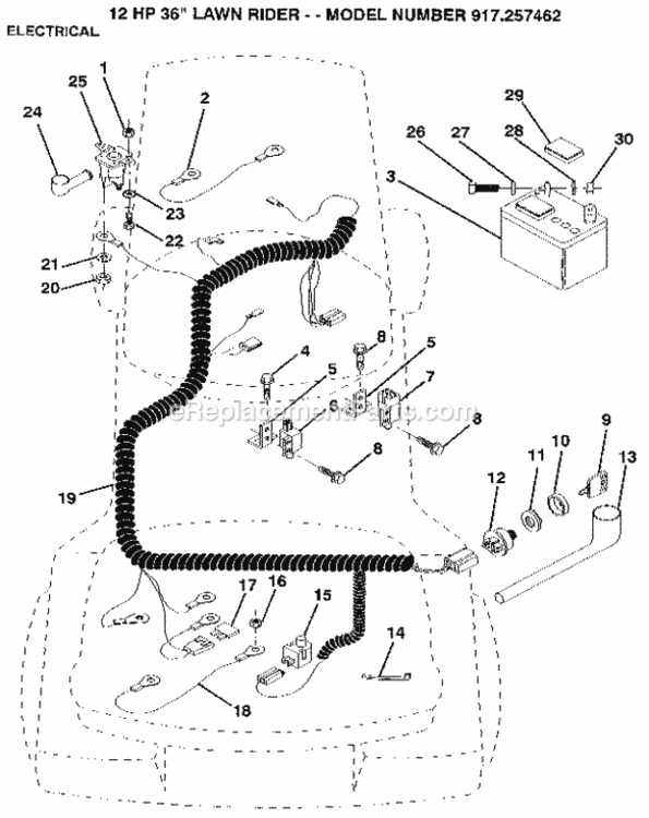 Page C Diagram and Parts List for 917257462  Craftsman Lawn Mower
