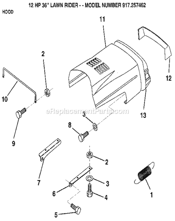 Page D Diagram and Parts List for 917257462  Craftsman Lawn Mower