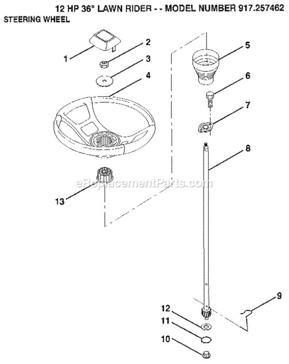 Page H Diagram and Parts List for 917257462  Craftsman Lawn Mower