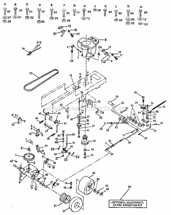 Page C Diagram and Parts List for 917257480  Craftsman Lawn Tractor
