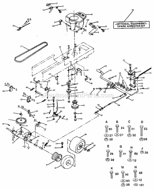 Page C Diagram and Parts List for 917257481  Craftsman Lawn Tractor