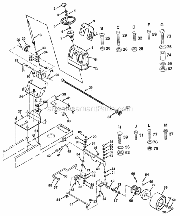 Page D Diagram and Parts List for 917257481  Craftsman Lawn Tractor