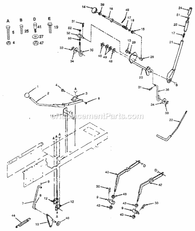 Page E Diagram and Parts List for 917257481  Craftsman Lawn Tractor