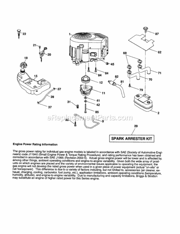 Page E Diagram and Parts List for 917257490  Craftsman Lawn Tractor