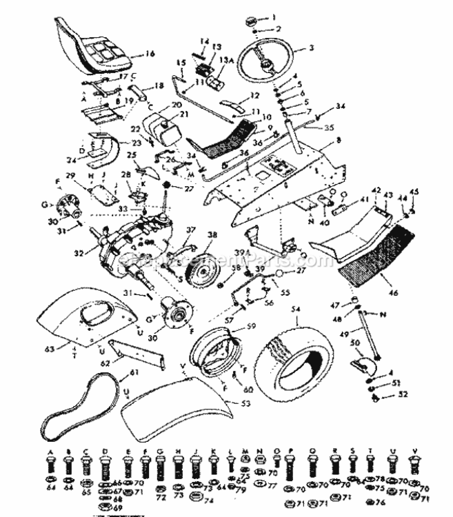 Page A Diagram and Parts List for 91725751  Craftsman Lawn Tractor