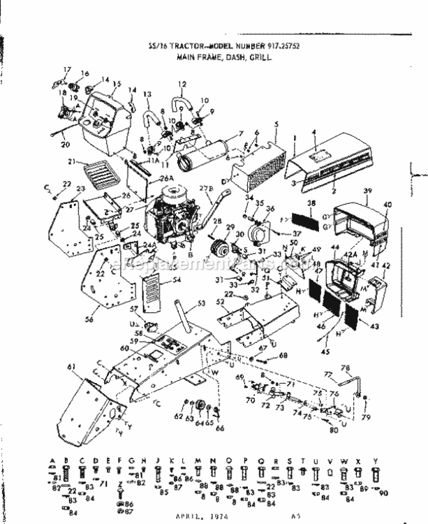 Page A Diagram and Parts List for 91725752  Craftsman Lawn Tractor