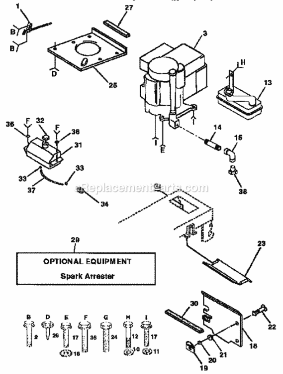 Page H Diagram and Parts List for 917257550  Craftsman Lawn Tractor