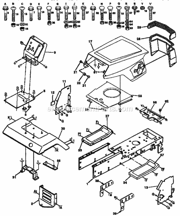 Page B Diagram and Parts List for 917257560  Craftsman Lawn Tractor