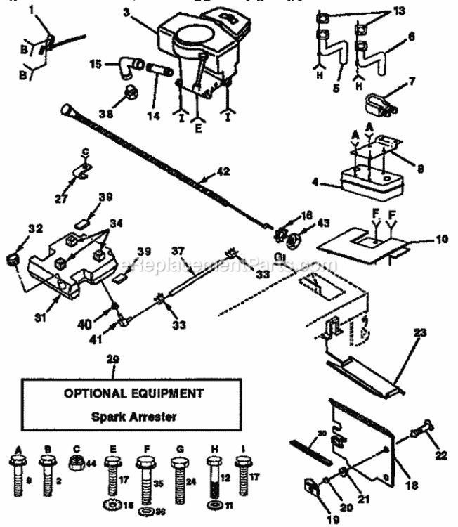 Page H Diagram and Parts List for 917257560  Craftsman Lawn Tractor