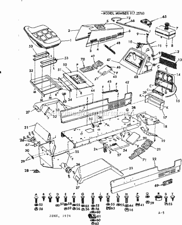 Page A Diagram and Parts List for 91725760  Craftsman Lawn Tractor