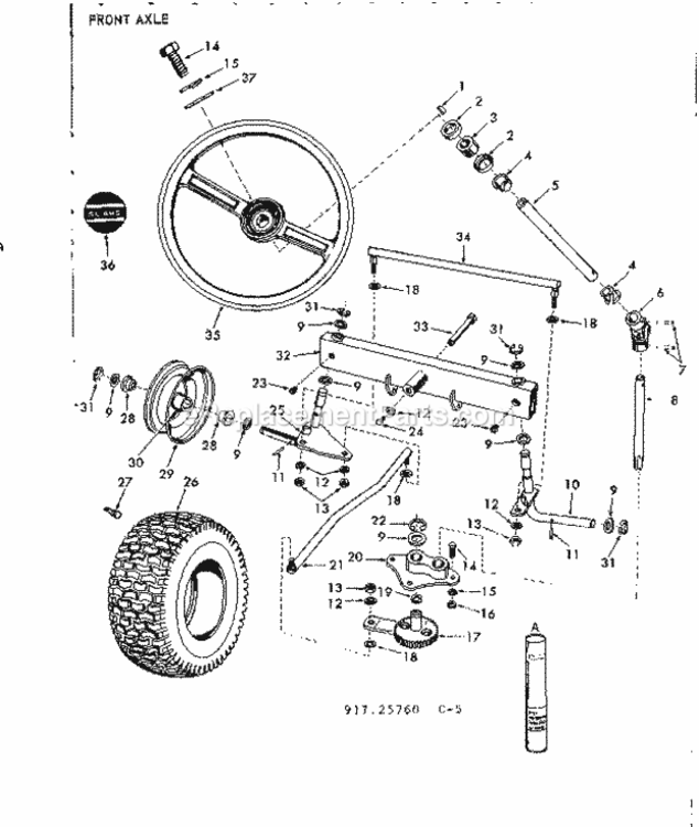 Page C Diagram and Parts List for 91725760  Craftsman Lawn Tractor