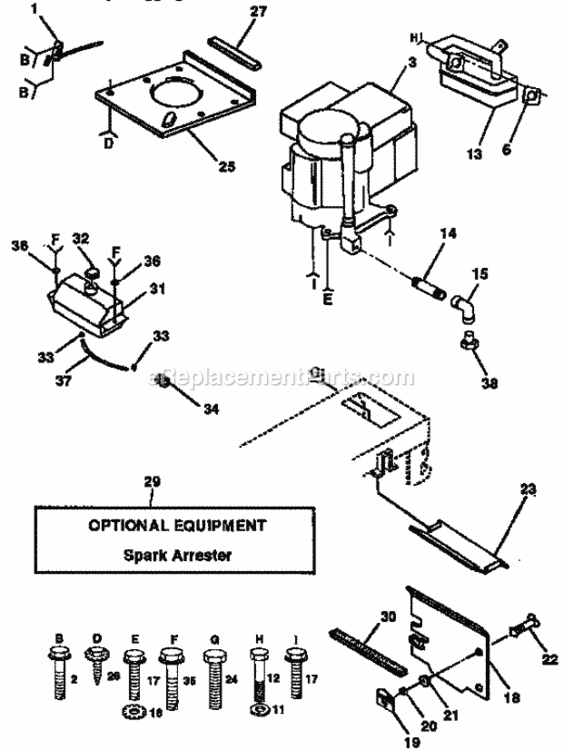 Page H Diagram and Parts List for 917257640  Craftsman Lawn Tractor