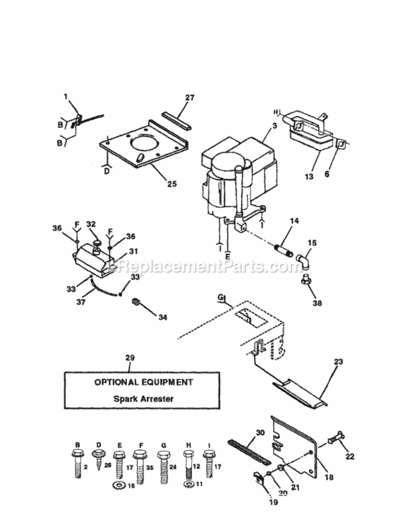 Page H Diagram and Parts List for 917257641  Craftsman Lawn Tractor